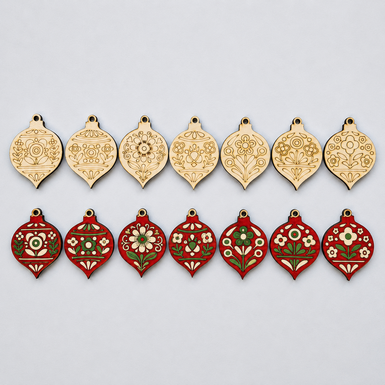 DIY Folk Art Teardrop Ornament Set 1