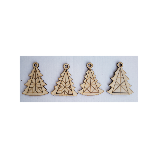 Christmas Tree barn Quilt Ornament Set