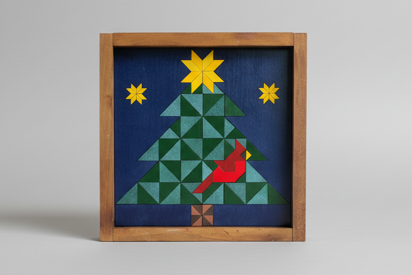 18x18 "Cardinal Christmas Tree" Barn Quilt Kit
