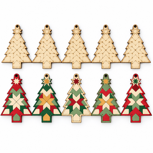 DIY Barn Quilt Christmas Tree Ornaments – Set of 5