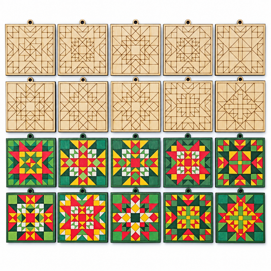 Barn Quilt Ornaments Set #6