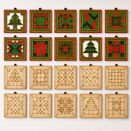 Barn Quilt Ornaments Set #3