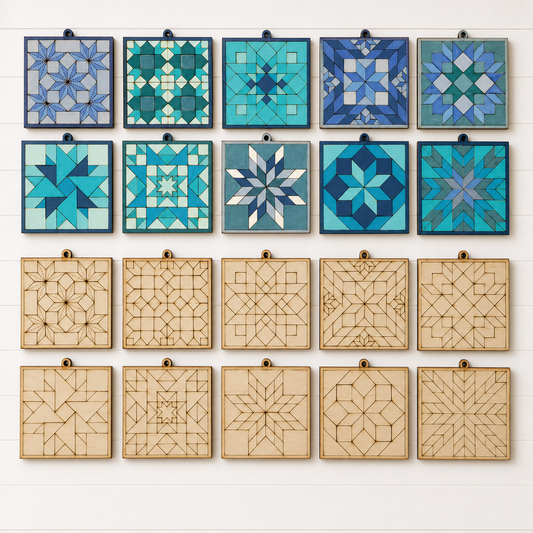 Barn Quilt Ornaments Set #2