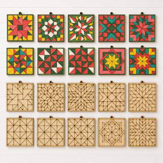 Barn Quilt Ornaments Set #1