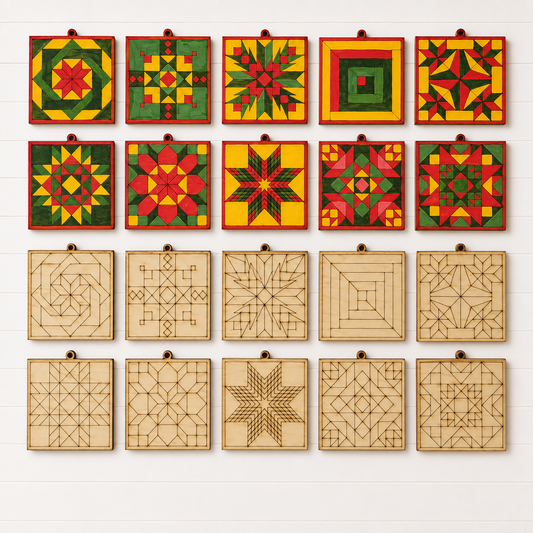 Barn Quilt Ornaments Set #4