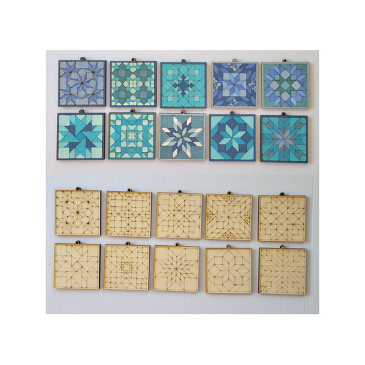 Barn Quilt Ornaments Set #2