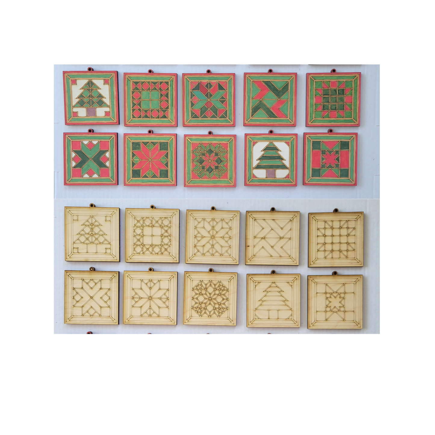 Barn Quilt Ornaments Set #3