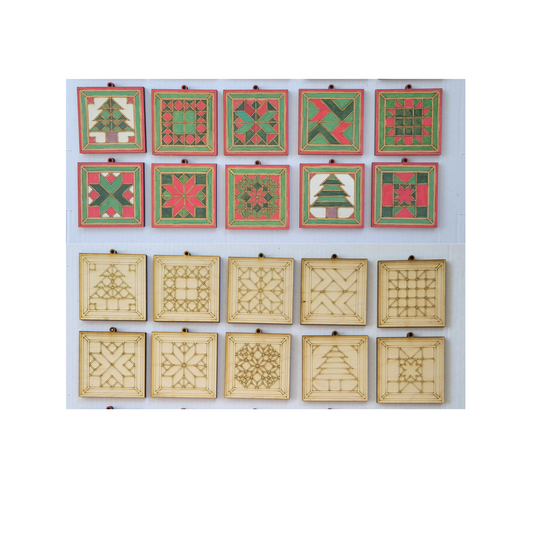 Barn Quilt Ornaments Set #3