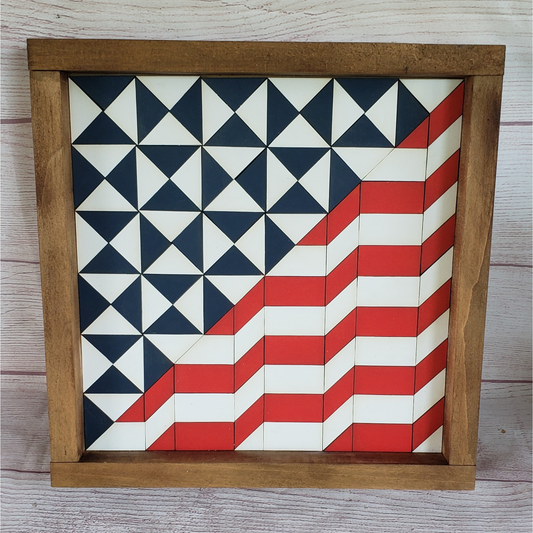24x24 Wooden American Flag Barn Quilt